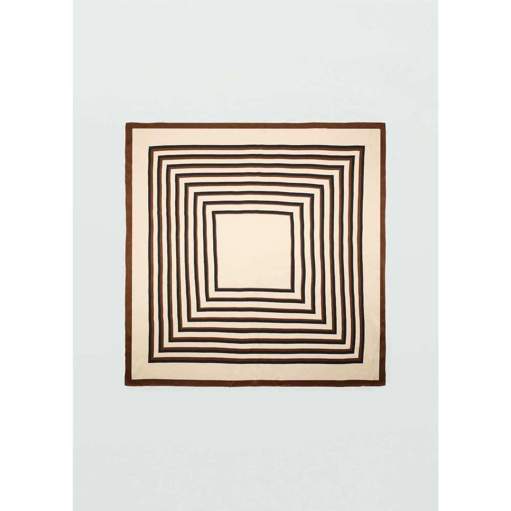 MANGO - Geometric stripe-print scarf brown - One size - Woman